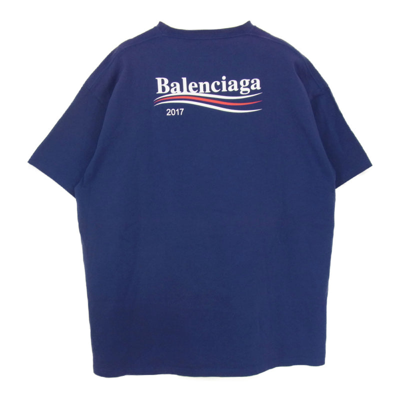 BALENCIAGABALENCIAGA バレンシアガ キャンペーンロゴ Tシャツ ネイビー