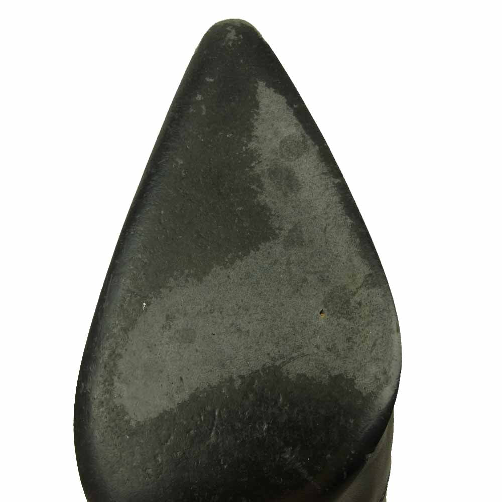 CHANEL シャネル クロコ型押し サイドジップ ショート ブーツ ブラック系 37【中古】