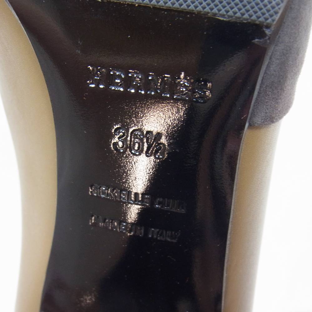 HERMES エルメス スエード レザー パンプス ベージュ系 グレー系 36.5【中古】