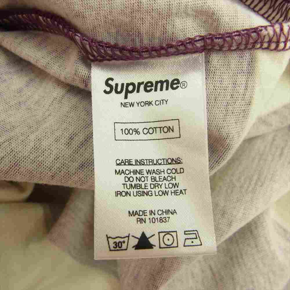 Supreme シュプリーム 16SS Thou Shalt Not Striped Top ストライプ ボーダー ショート スリーブ T シャツ ホワイト系 パープル系 M【美品】【中古】