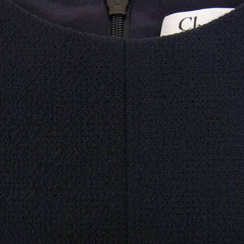 Christian Dior クリスチャンディオール 5A21649A1110 ウール フレア ワンピース 半袖 ネイビー系 36【中古】