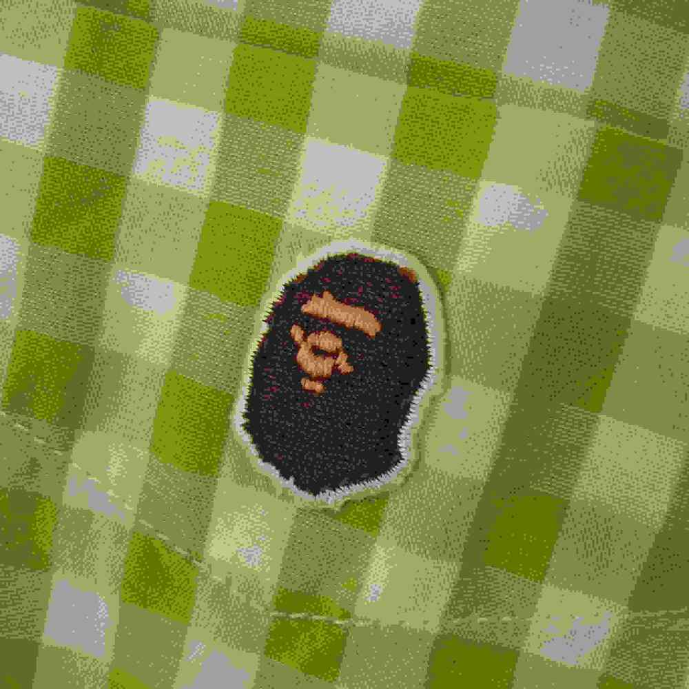 A BATHING APE アベイシングエイプ CLASSIC クラシック 半袖 ボタンダウン チェック シャツ ライトグリーン系 M【中古】
