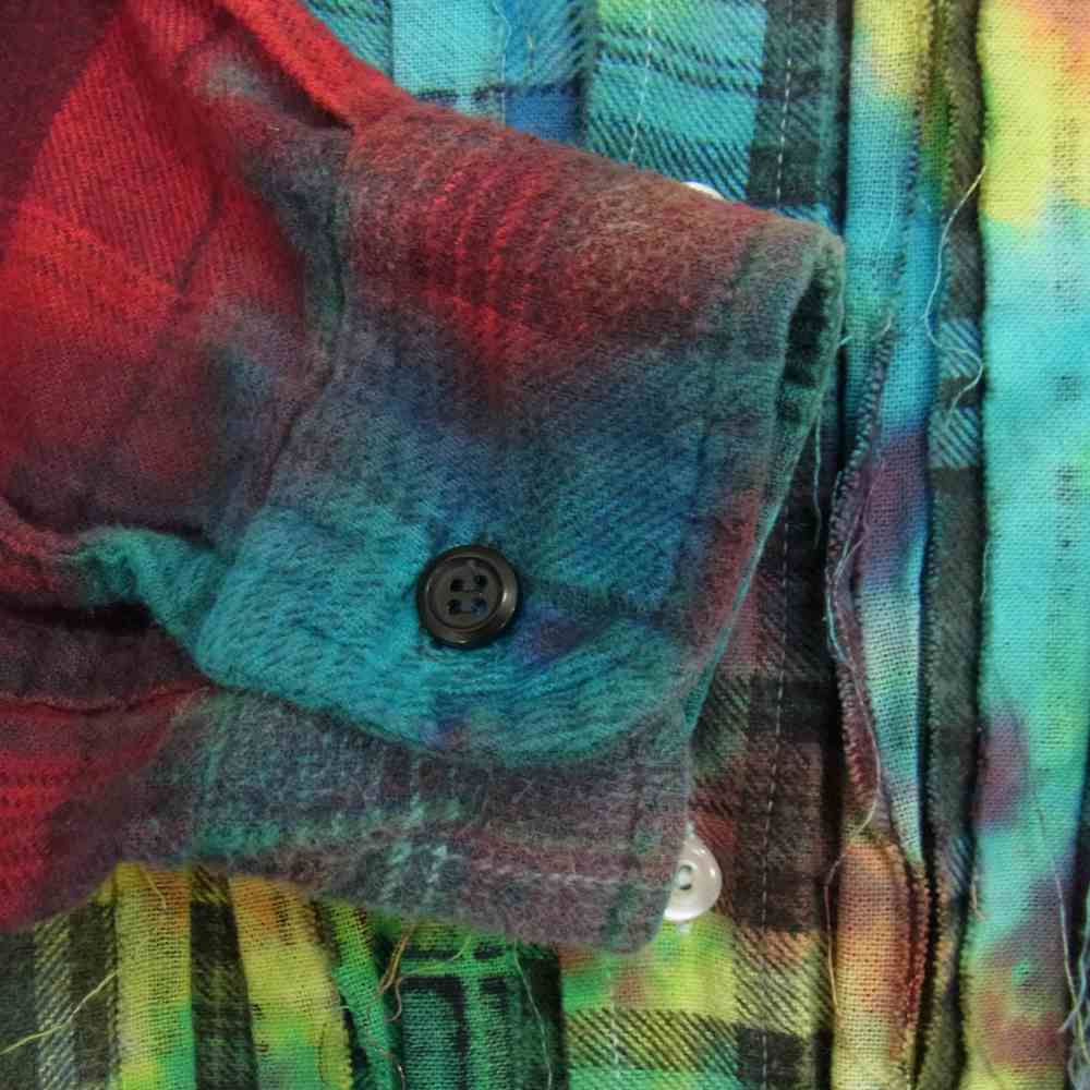 Needles ニードルス 20AW HM307 Rebuild by Needles リビルド バイ ニードルス Flannel Shirt Ribbon Wide Shirt Tie Dye 再構築 リボンタック レインボーカラー ネルシャツ マルチカラー系 サイズ表記無【中古】