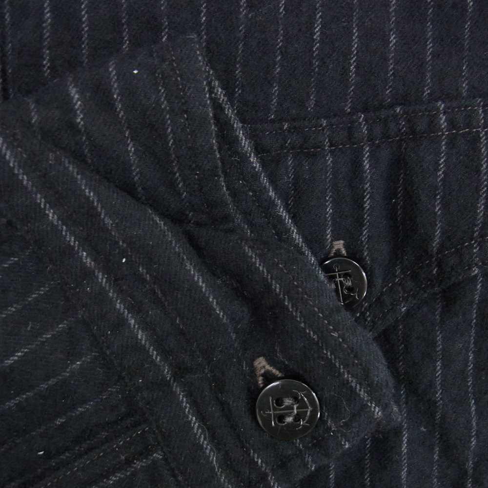 FREEWHEELERS フリーホイーラーズ U.S.NAVY C.P.O SHIRTS ウール コットン ストライプ シャツ ネイビー系 16【中古】
