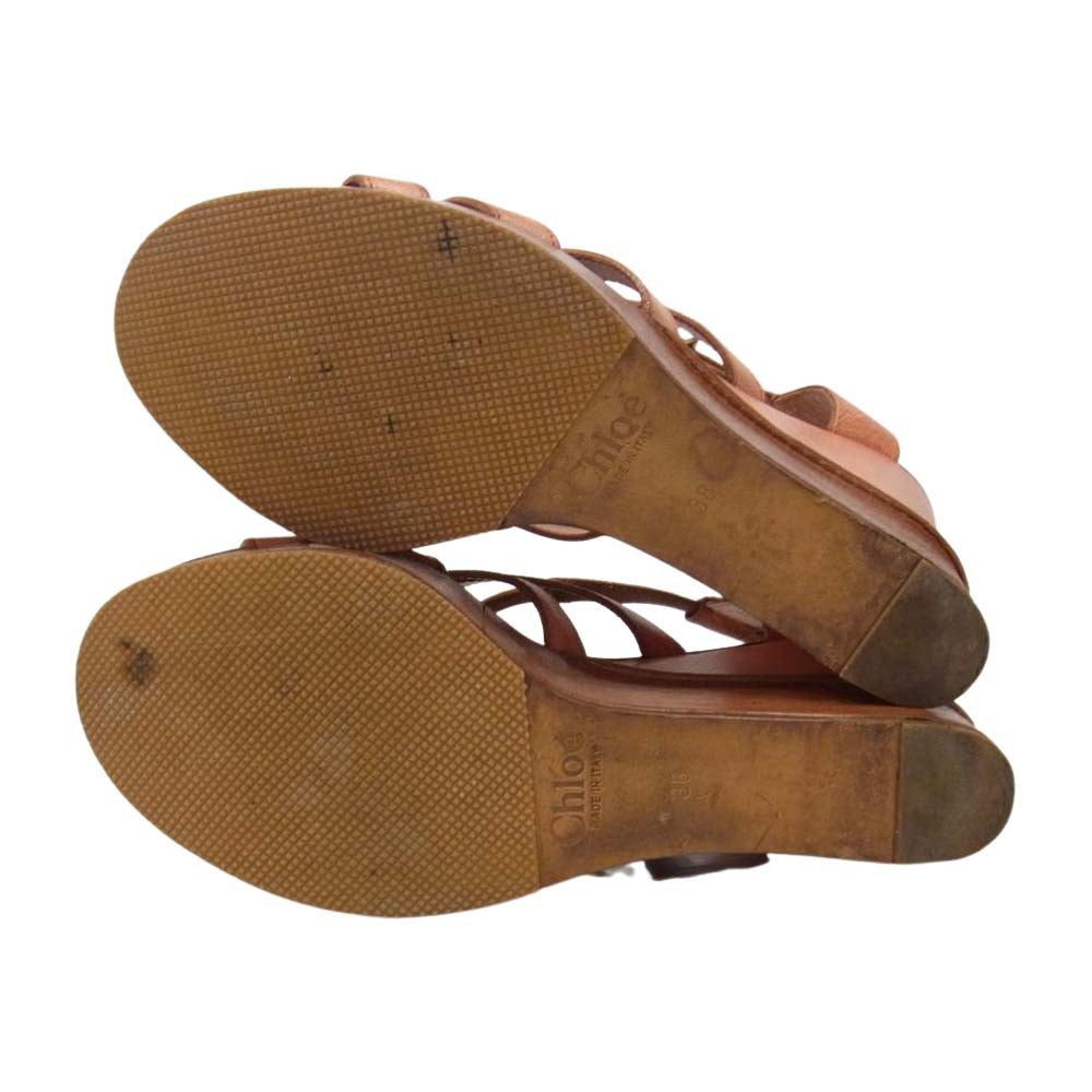 Chloe クロエ レザー サンダル オレンジ系 38【中古】