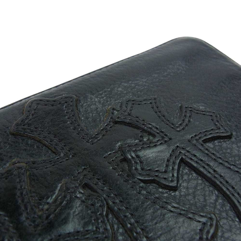CHROME HEARTS クロムハーツ(原本無) REC F ZIP セメタリー クロス ラウンドジップ ウォレット ブラック系【中古】