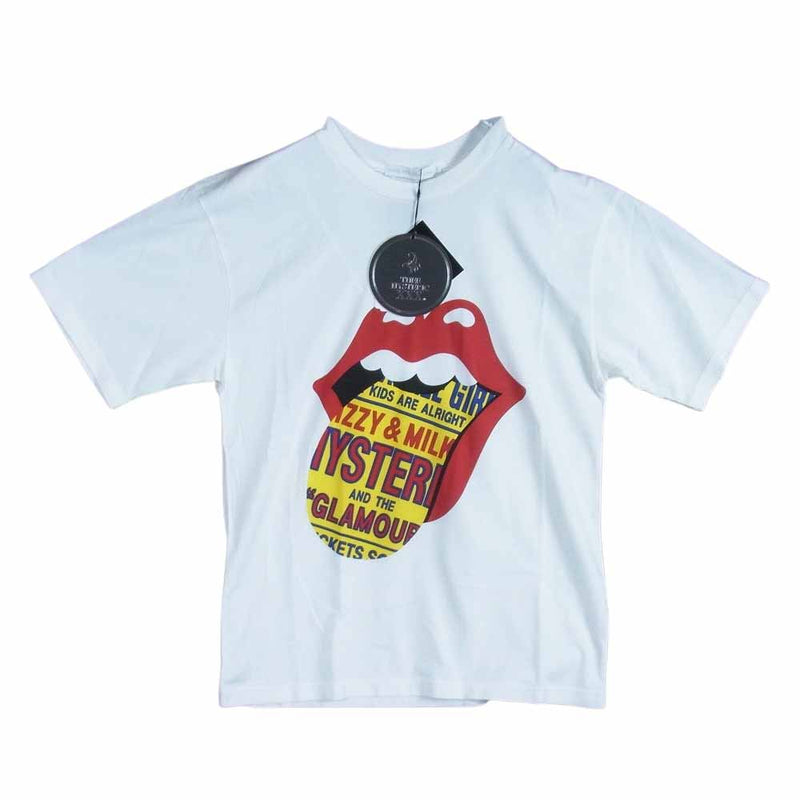 HYSTERIC GLAMOUR ヒステリックグラマー THEE HYSTERIC XXX 22SS 06221CT07 THE ROLLING  STONES RS x DIZZY&MILKY ローリングストーンズ プリント 半袖 Tシャツ ホワイト系 S【新古品】【未使用】【中古】