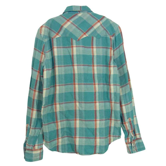RRL ダブルアールエル 国内正規品 Western check shirt ウエスタン ネル チェック 長袖 シャツ ライトブルー系 S【中古】