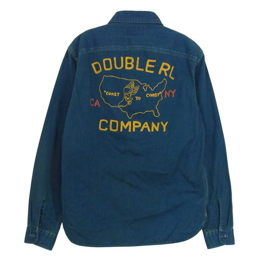 RRL ダブルアールエル 国内正規品 インディゴ ヘリンボーン バック ロゴ ワーク 長袖 シャツ ブルー系 SP【美品】【中古】