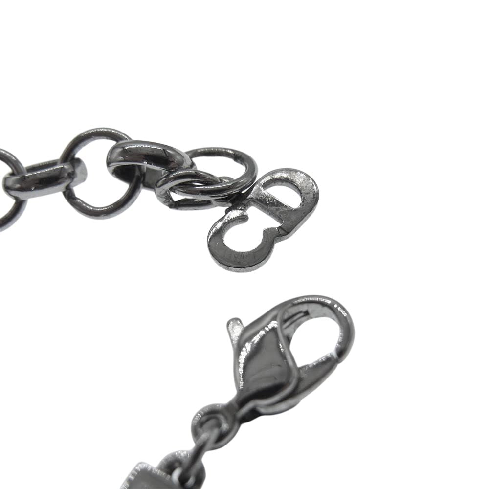 Christian Dior クリスチャンディオール CD ロゴ リボン チョーカー ネックレス シルバー系【中古】