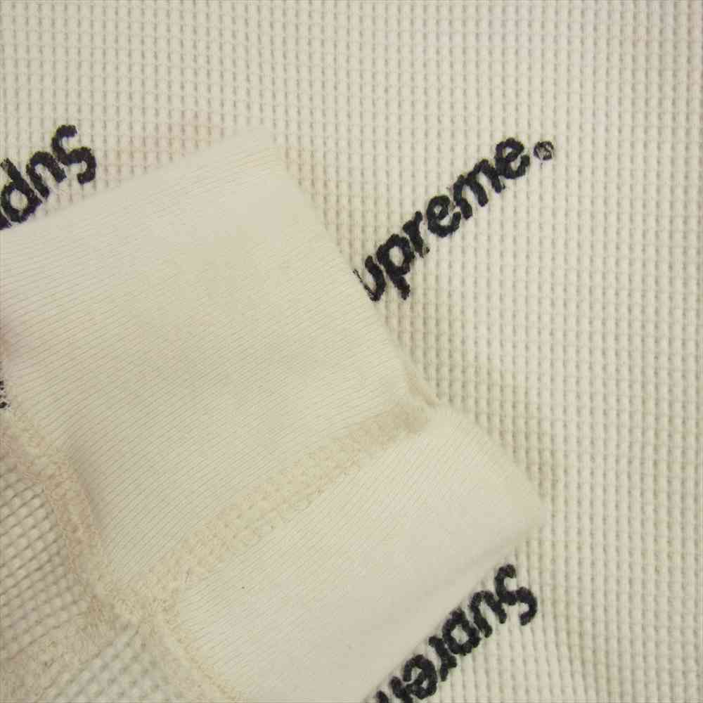Supreme シュプリーム 15AW Logo Waffle Thermal ロゴ 総柄 プリント ワッフル サーマル 長袖 Tシャツ カットソー ホワイト系 M【中古】