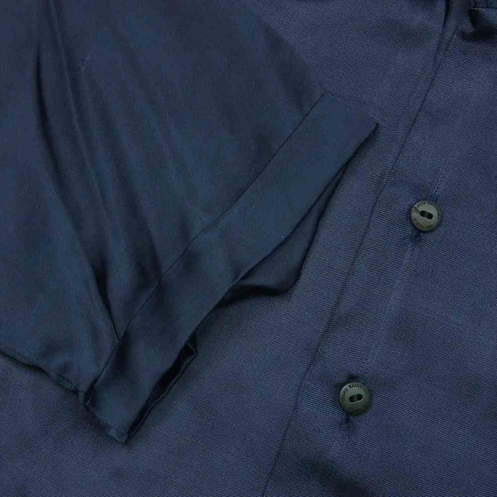 ISAMUKATAYAMA BACKLASH イサムカタヤマバックラッシュ 1755-01 幕九羅亜珠 バック刺繍 レーヨン 半袖 オープンカラー スカ シャツ ダークネイビー系 S【中古】
