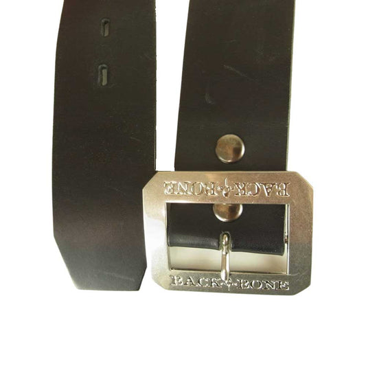 BACKBONE バックボーン THE BASIS ベイシス ワイド バックル レザー ベルト ブラック系【中古】