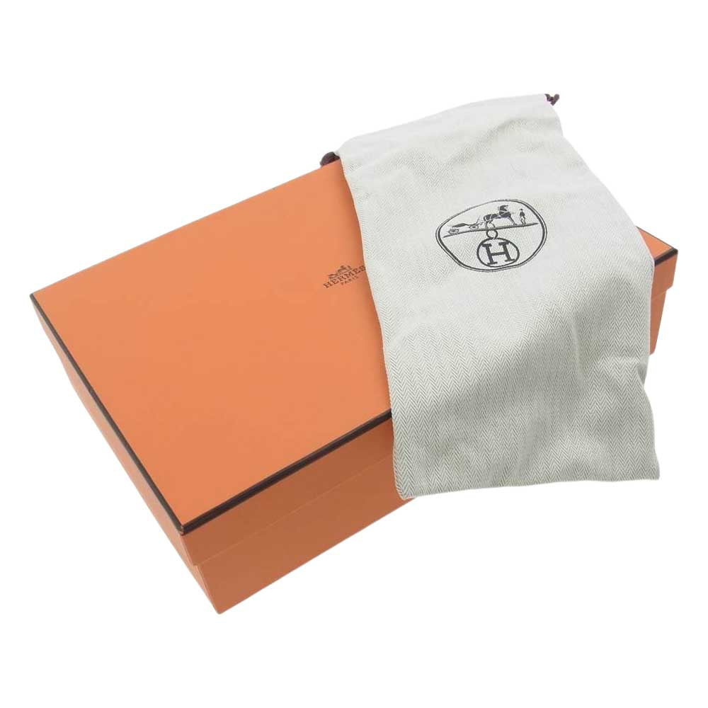HERMES エルメス 041141ZH 2107 Hロゴ フラット レザー サンダル ブラック系 41【新古品】【未使用】【中古】