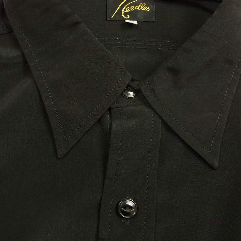 Needles ニードルス KP180 S/S WORK SHIRT Poly Cloth パピヨン刺繍 半袖 ワークシャツ ブラック系 XL【中古】