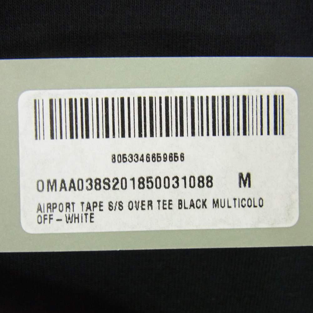 OFF-WHITE オフホワイト OMAA038S201850031088 AIRPORT TAPE S/S OVER TEE エアポート テープ バックプリント オーバー 半袖 Tシャツ ブラック系 M【美品】【中古】
