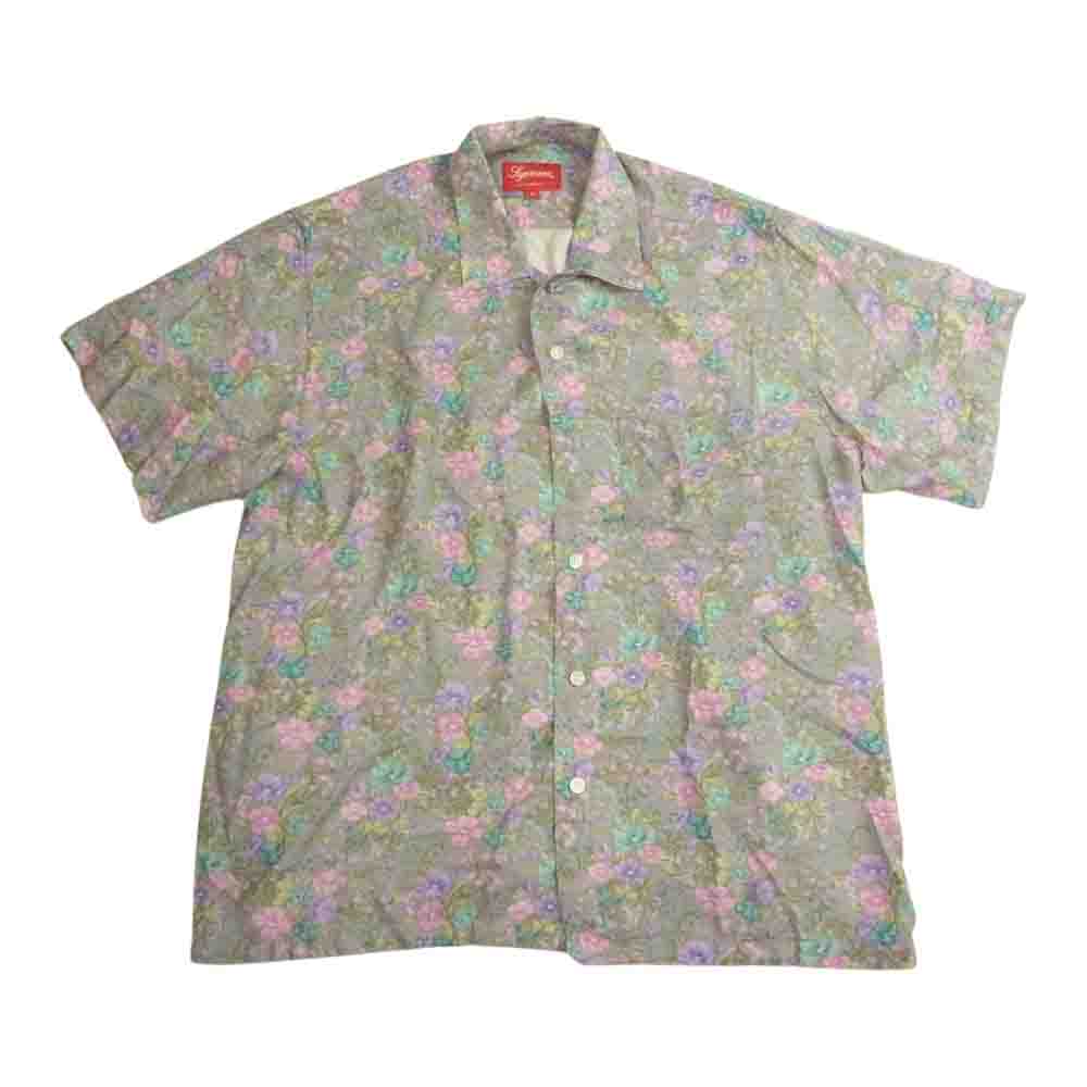Supreme シュプリーム 19SS Mini Floral Rayon S/S Shirt ミニ フローラル レーヨン アロハ 半袖 シャツ グレー系 S【美品】【中古】