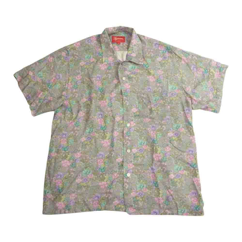 Supreme シュプリーム 19SS Mini Floral Rayon S/S Shirt ミニ フローラル レーヨン アロハ 半袖 シャツ  グレー系 S【美品】【中古】