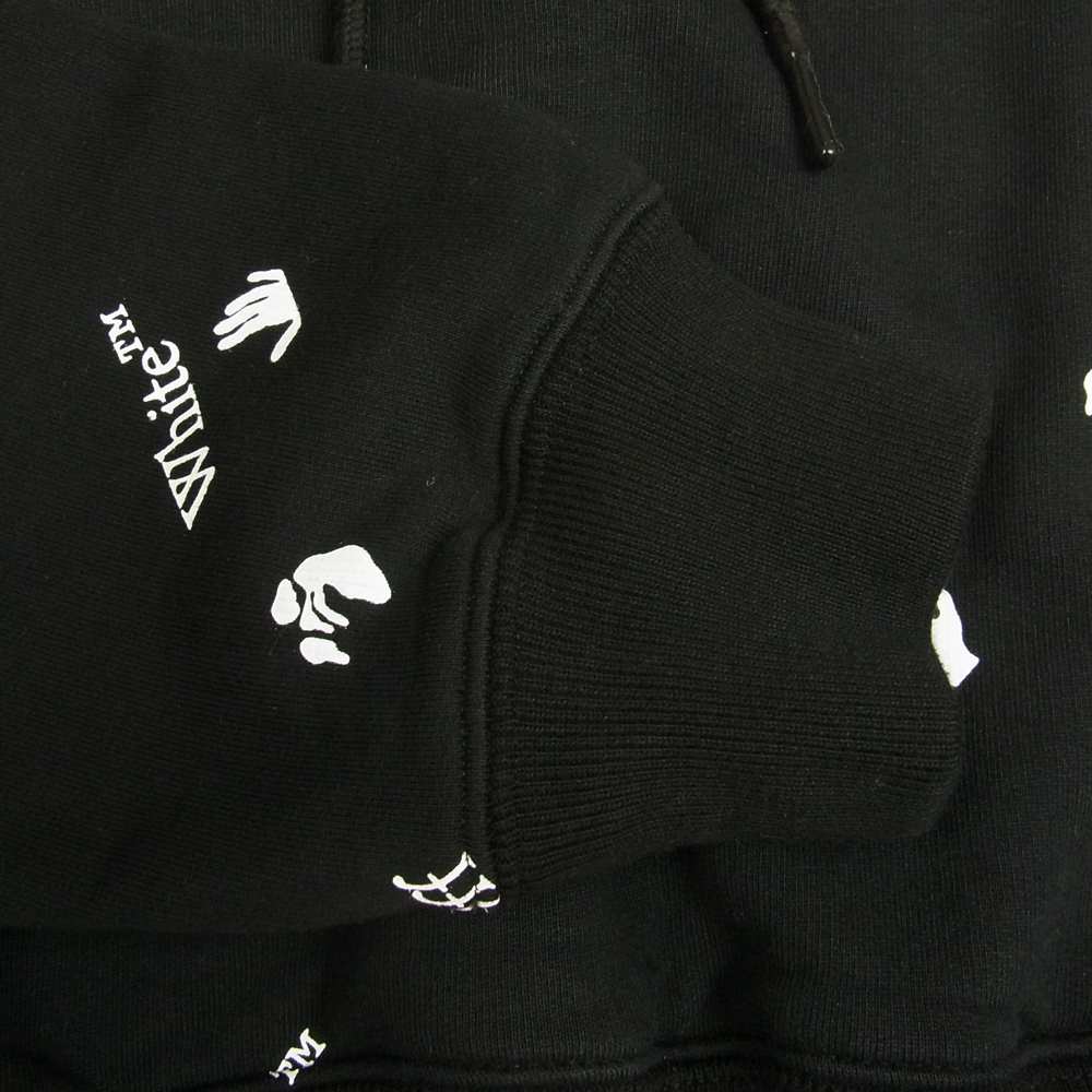 OFF-WHITE オフホワイト 21SS OMBB037R21FLE008 ALL-OVER LOGO OVER オールオーバーハンドロゴ プリント プルオーバー パーカー フーディ ブラック系 M【中古】