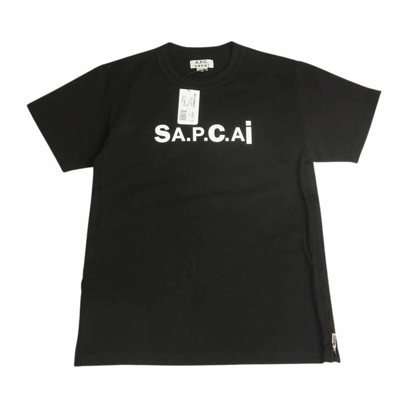 ハッピー古着Shopsacai × A.P.C. ロゴ スウェット サイドリブトレーナー（M） 黒色