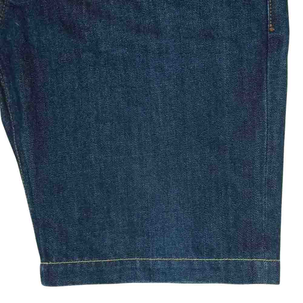 A BATHING APE アベイシングエイプ APE SHALL NEVER KILL APE 刺繍 ロゴ ワッペン デニム ハーフ パンツ インディゴブルー系 M【中古】