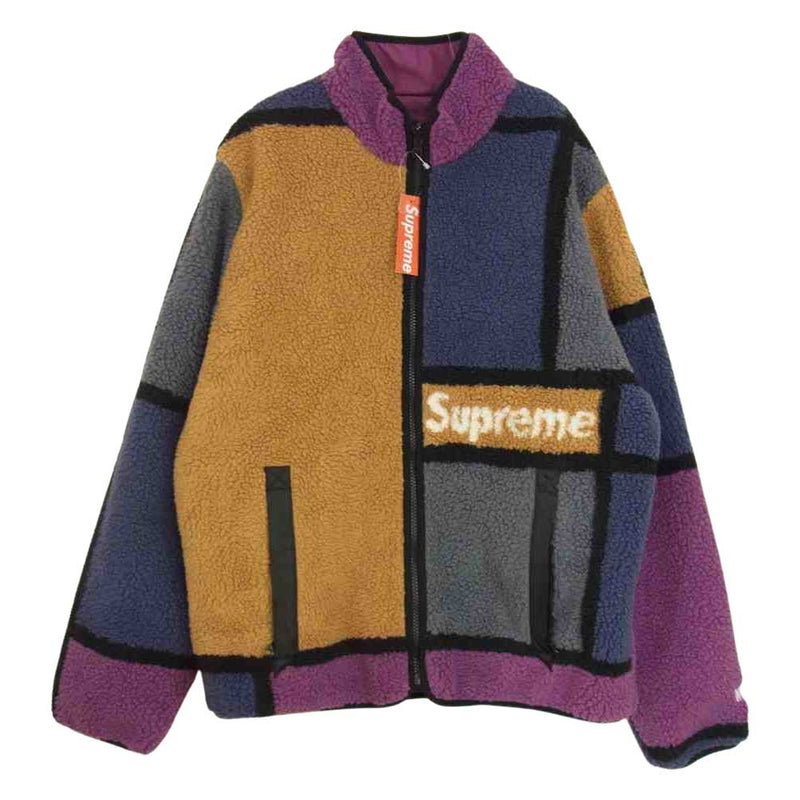 Supreme シュプリーム 20AW Reversible Colorblocked Fleece Jacket リバーシブル カラーブロッキング  フリース ジャケット パープル系 M【美品】【中古】