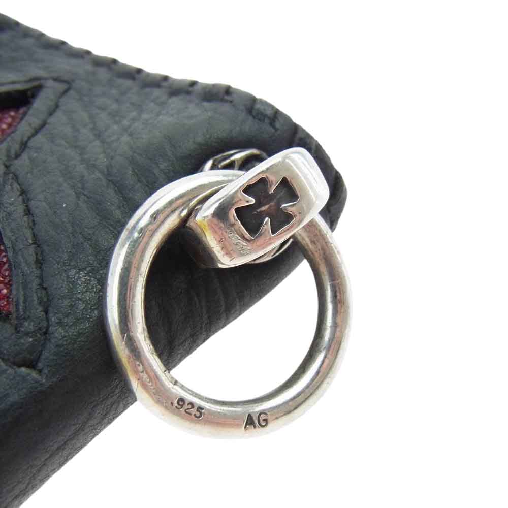 A&G エーアンドジー スティングレイ レザー ロング ウォレット ブラック系 ワインレッド系【中古】
