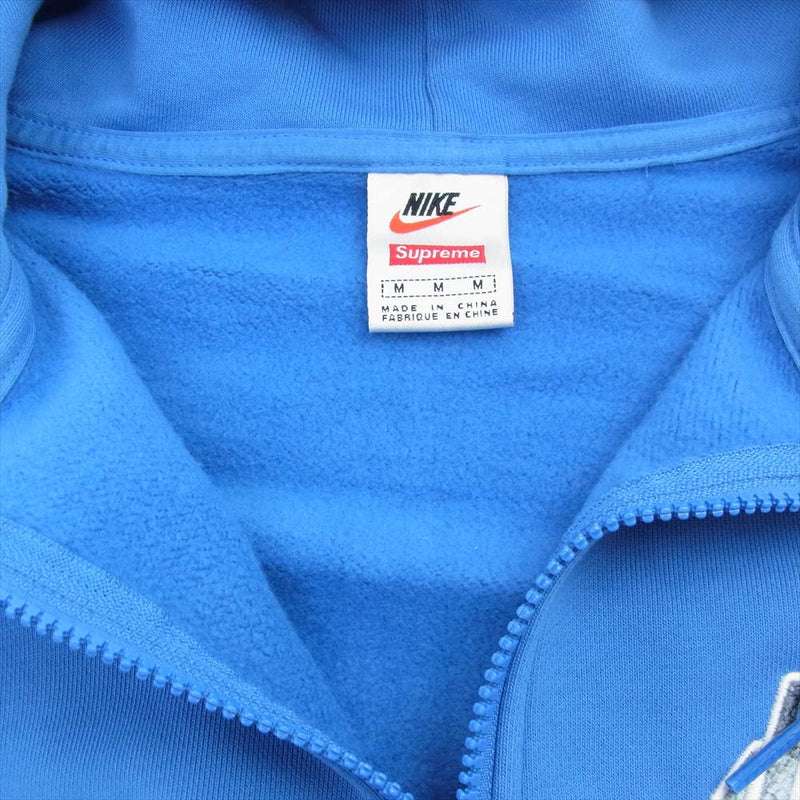 Supreme シュプリーム 21SS × NIKE Half Zip Sweatshirt ナイキ ハーフ ジップ フード パーカー ブルー系  M【中古】