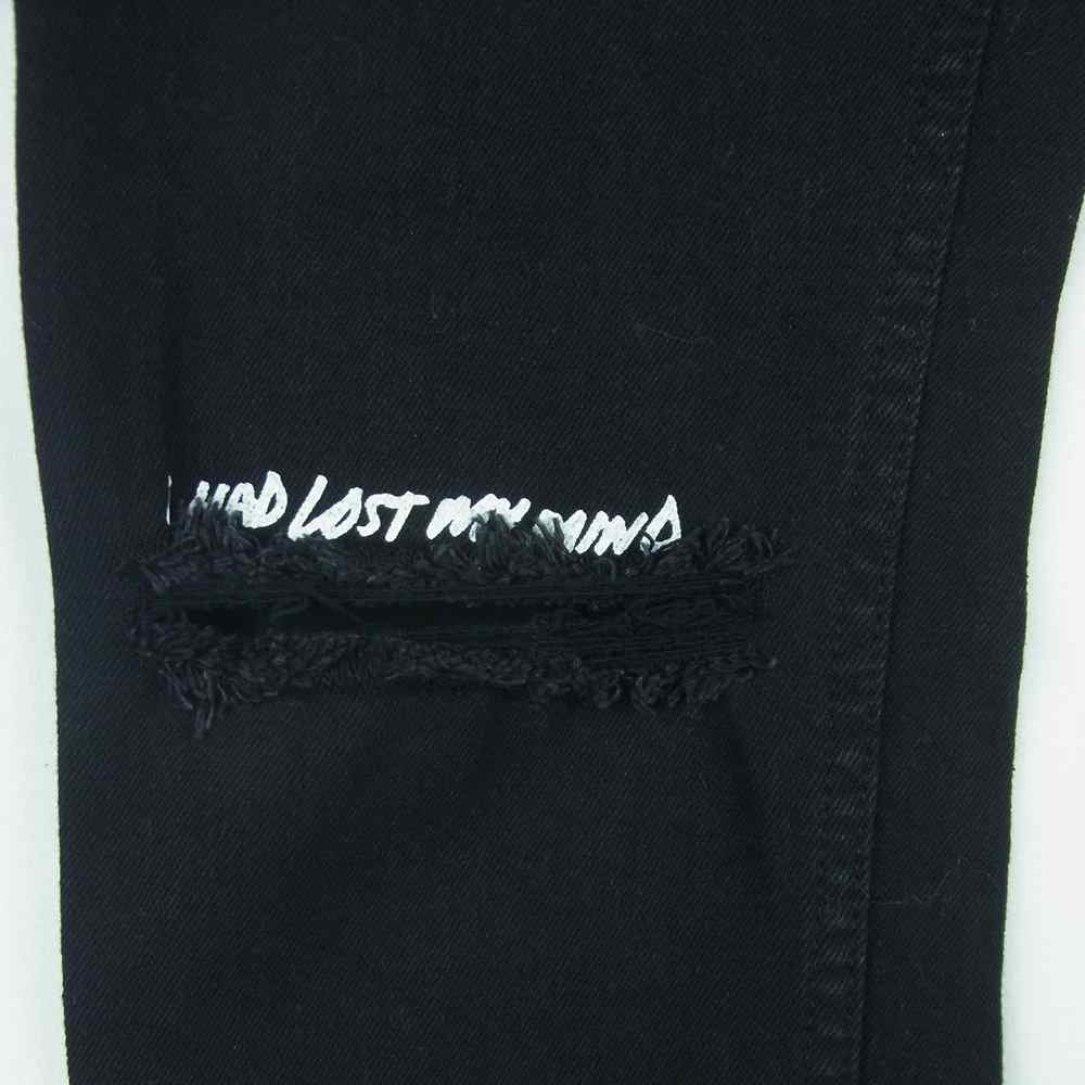 MINEDENIM マインデニム 21SS 2103-1001-99-302 Lettered S. Slim STR 5pocket OWS ダメージ加工 レター スリム ジーンズ デニム パンツ ブラック系 7【中古】
