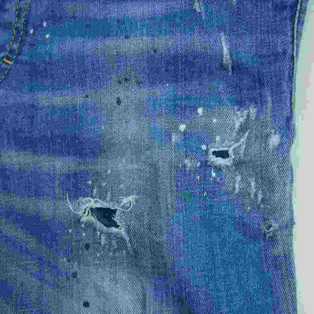 DSQUARED2 ディースクエアード ジャパンタグ S74LB0517 S30342 ACID GREEN SPOTS WASH SKINNY DAN ダメージ ペイント加工 スキニー デニム パンツ インディゴブルー系 46【中古】