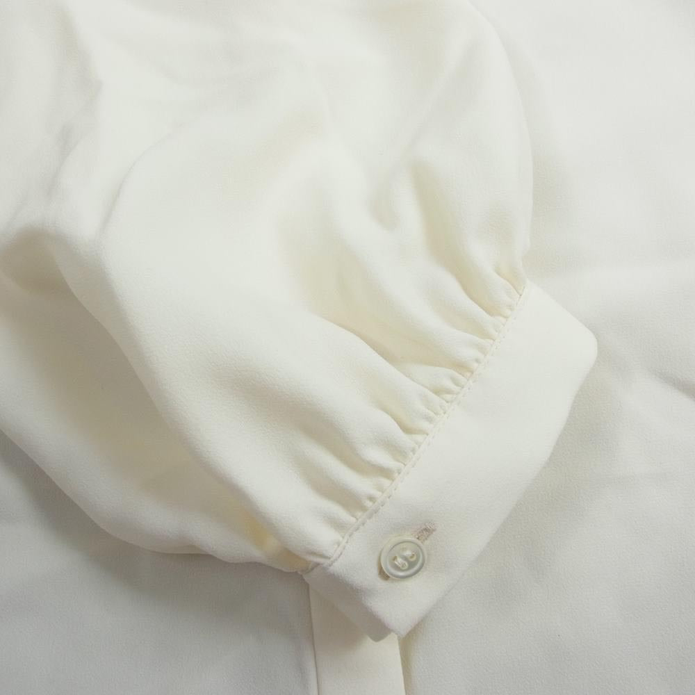 theory セオリー LUXE リュクス タグ付き 03-0308255 比翼 ノーカラー 長袖 ブラウス シャツ ホワイト系 38【美品】【中古】