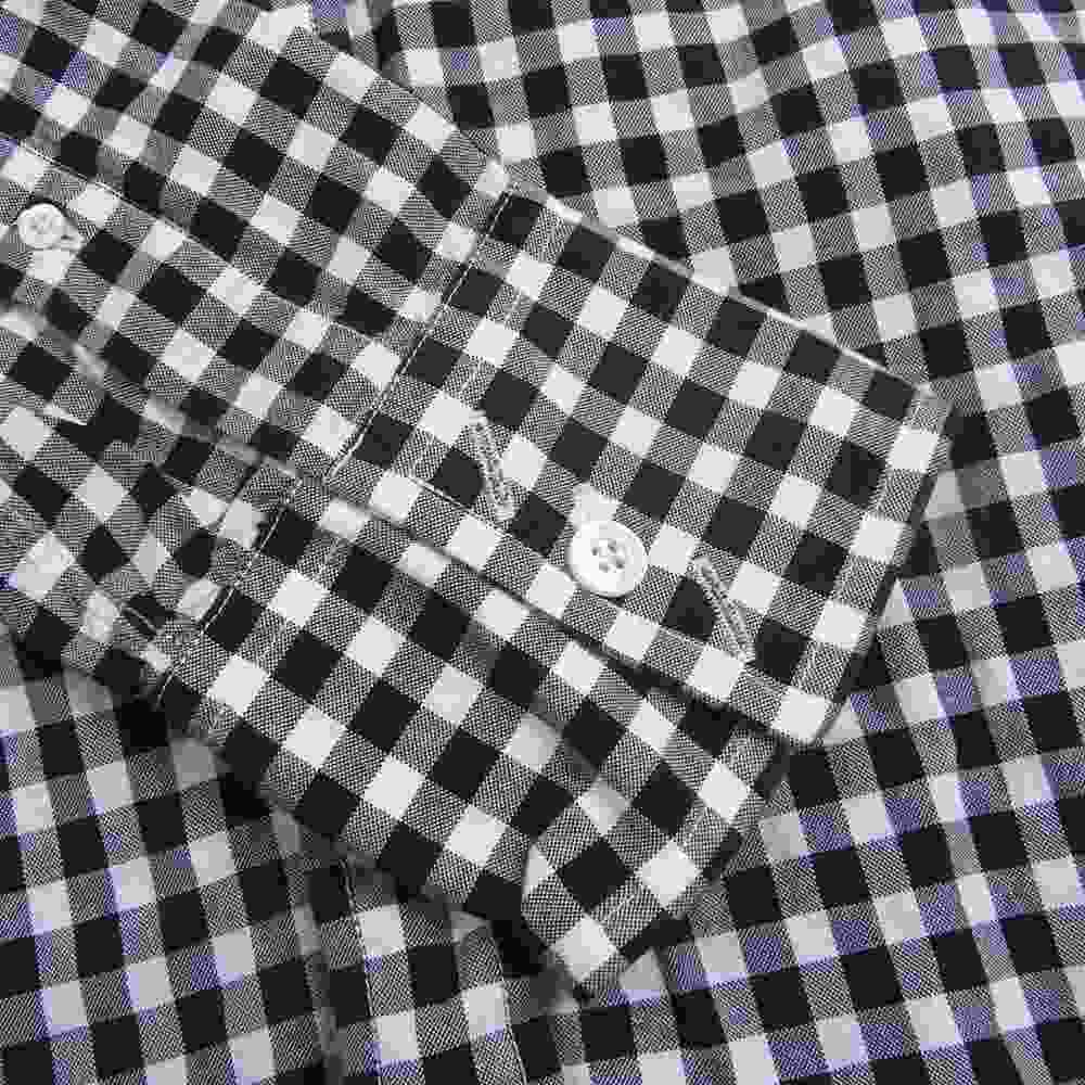 TMT ティーエムティー TSH-S1212 HANDMADE CHECK SHIRT ハンドメイド チェック 長袖 シャツ ブラック ホワイト ブラック系 L【中古】