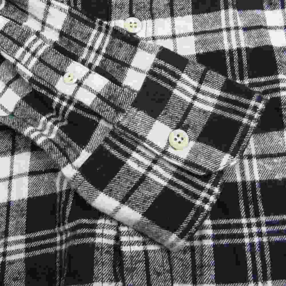 TMT ティーエムティー TSH-S1620 FLANNEL CHECK SHIRT フランネル チェック ダブルポケット 長袖 シャツ ブラック ホワイト ブラック系 L【中古】
