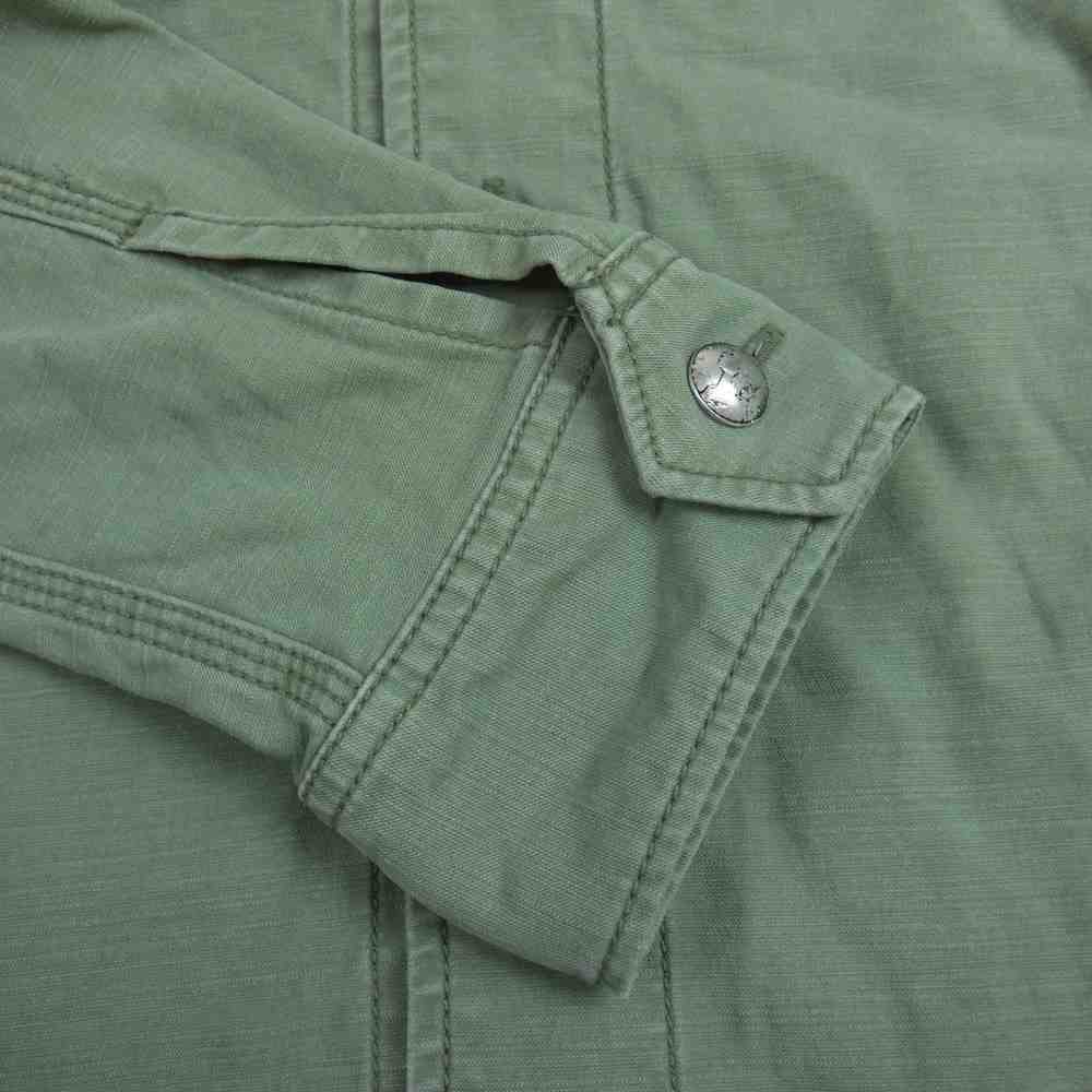 TMT ティーエムティー TSH-F1807 MILITARY SHIRTS ミリタリー コンチョ ボタン 長袖 シャツ ジャケット カーキ系 L【中古】