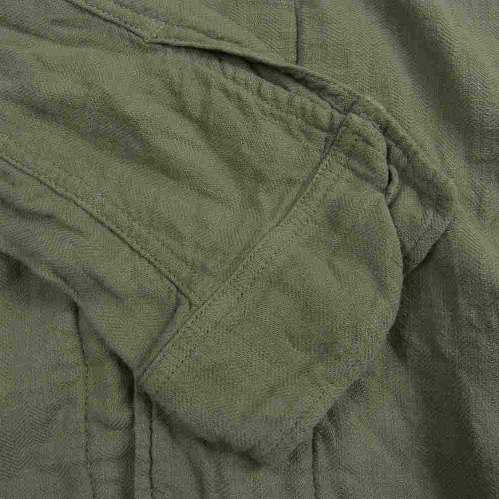 TMT ティーエムティー TJK-S2003 SLUB HERRINGBONE MILITARY SHIRTS-JACKET スラブ ヘリンボーン ミリタリー 長袖 シャツ ジャケット カーキ系 L【中古】