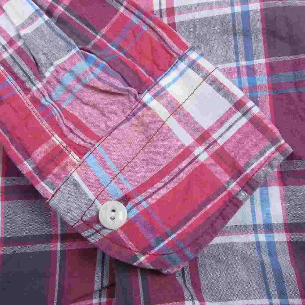 TMT ティーエムティー TSH-S2003 VINTAGE WASH MADRAS CHECK SHIRTS ヴィンテージ ウォッシュ マドラス チェック 長袖 シャツ ピンク ホワイト ピンク系 L【中古】