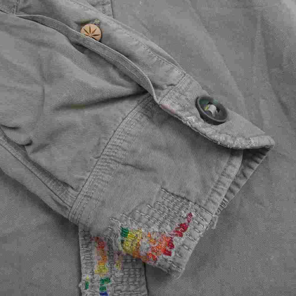 TMT ティーエムティー TSH-S1905 VINTAGE PROCESSING MILITALY SHIRTS ヴィンテージ 加工 プロセッシング ミリタリー 長袖 シャツ カーキ系 L【中古】