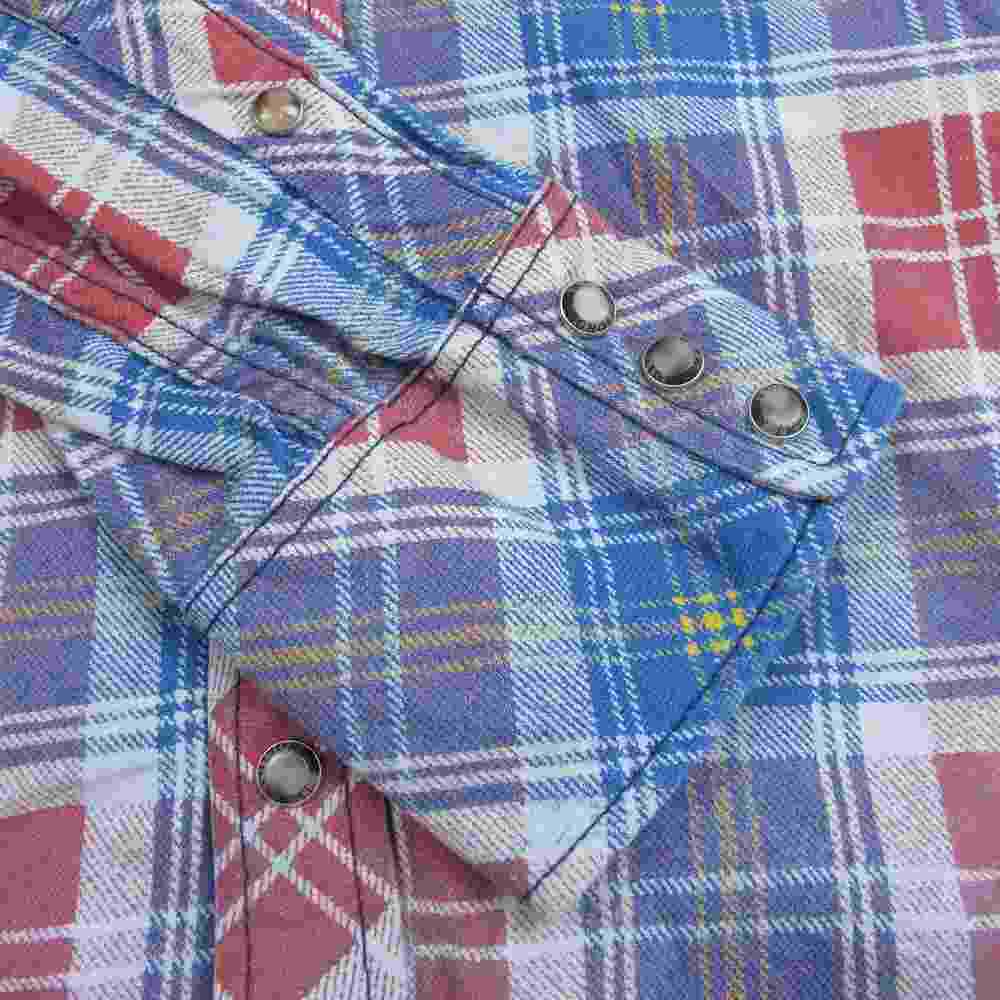 TMT ティーエムティー TSH-S18SP01 INDIGO CHECK PRINT SHIRT 復刻 インディゴ チェック プリント 長袖 シャツ レッド ブルー ホワイト マルチカラー系 L【中古】