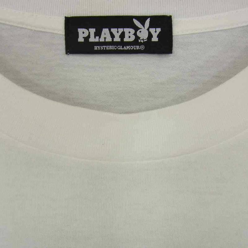 HYSTERIC GLAMOUR ヒステリックグラマー 1163CT01 × PLAY BOY プレイボーイ バニーガール プリント Tシャツ  ホワイト ホワイト系【中古】