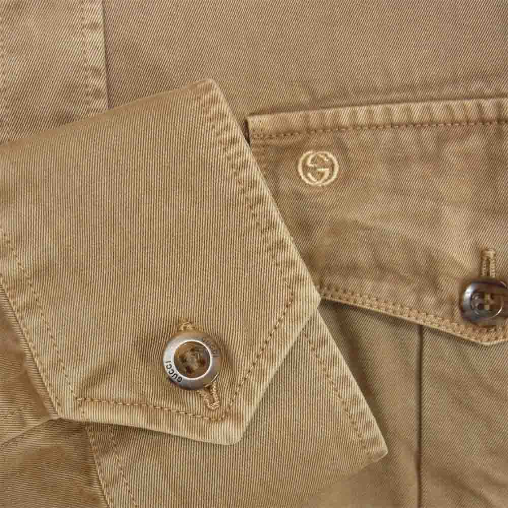 GUCCI グッチ イタリア製 253616 Z3208 GG ダブルG ロゴ刺繍 コットン 長袖 シャツ ジャケット ブラウン系 42【中古】