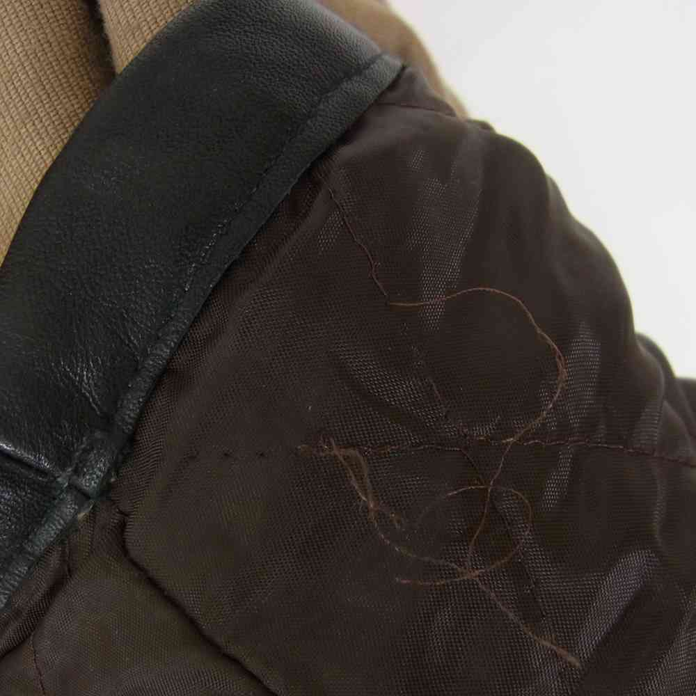 BONCOURA ボンクラ 裏ボア デッキ クロス 袖 レザー パーカー ジャケット ベージュ系 36【中古】