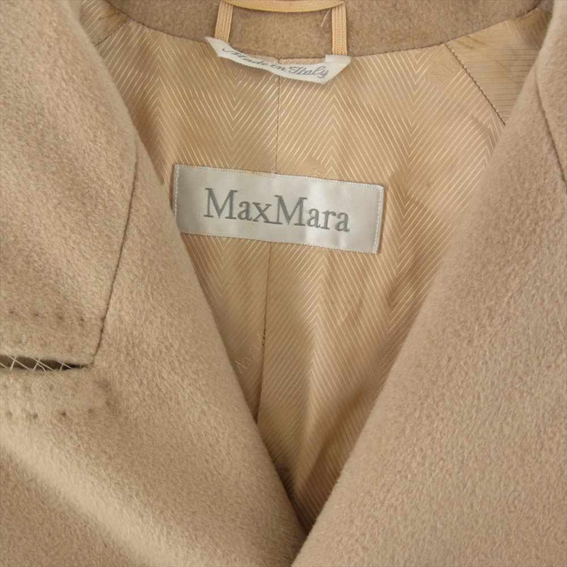アイボリー系MAX MARA マックスマーラ白タグカシミヤ混ウールベルテッドコート