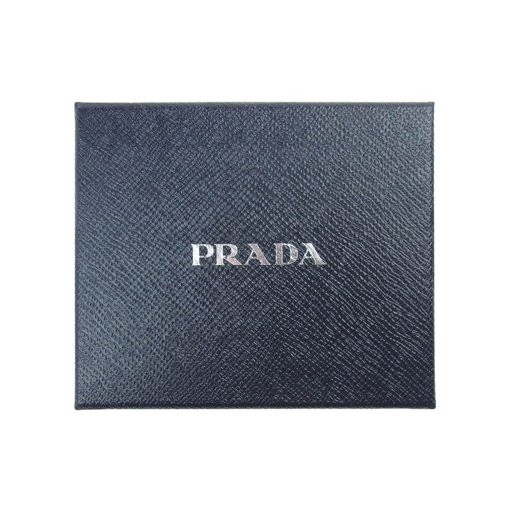 PRADA プラダ 1MV204 バナナモチーフ レザー 二つ折り 財布 ブラック系【中古】