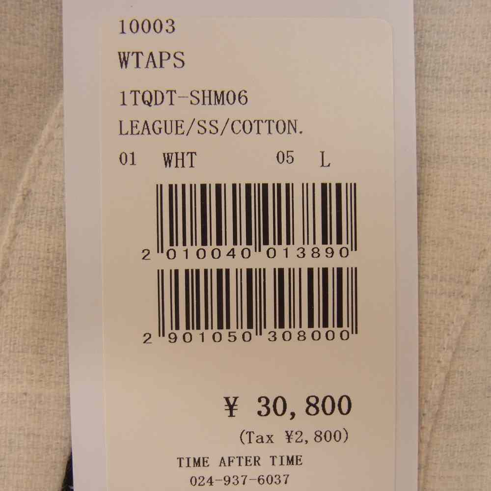 WTAPS ダブルタップス 22SS 221TQDT-SHM06 LEAGUE SS COTTON. FLANNEL ロゴ URBAN TERRITORY ワッペン 半袖 リーグ ベースボール プルオーバー シャツ オフホワイト系 L【新古品】【未使用】【中古】