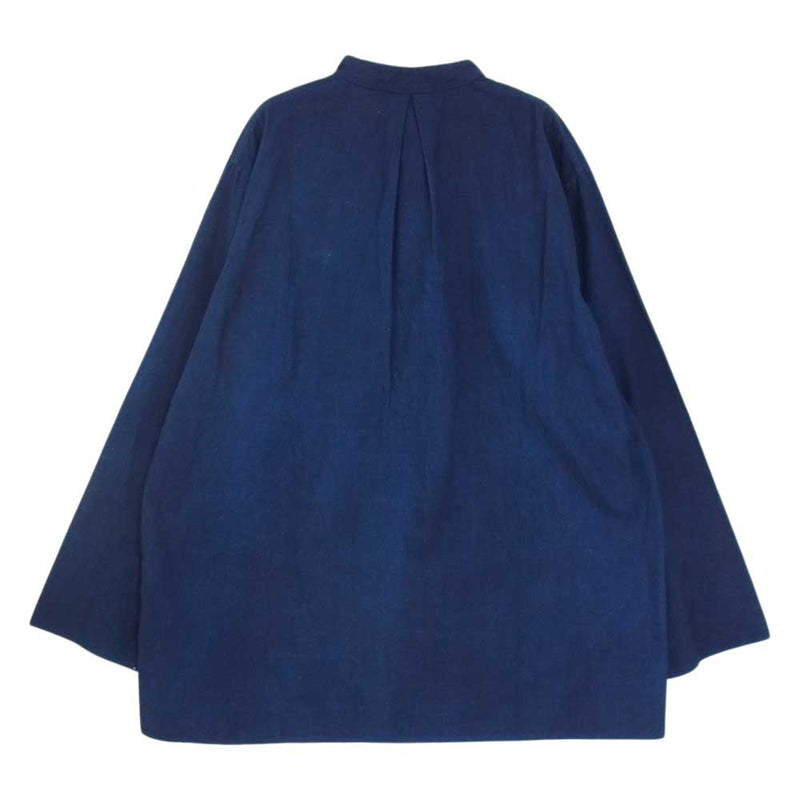 YAECA ヤエカ N゜042 KHADI INDIGO カディコットン ノーカラー プルオーバー シャツ ブルー系 M【極上美品】【中古】