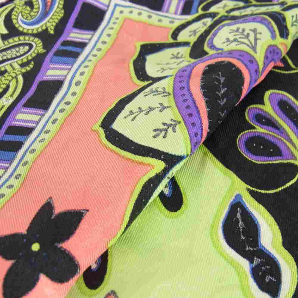 ETRO エトロ ペイズリー柄 シルク スカーフ ブラック系 マルチカラー系【中古】