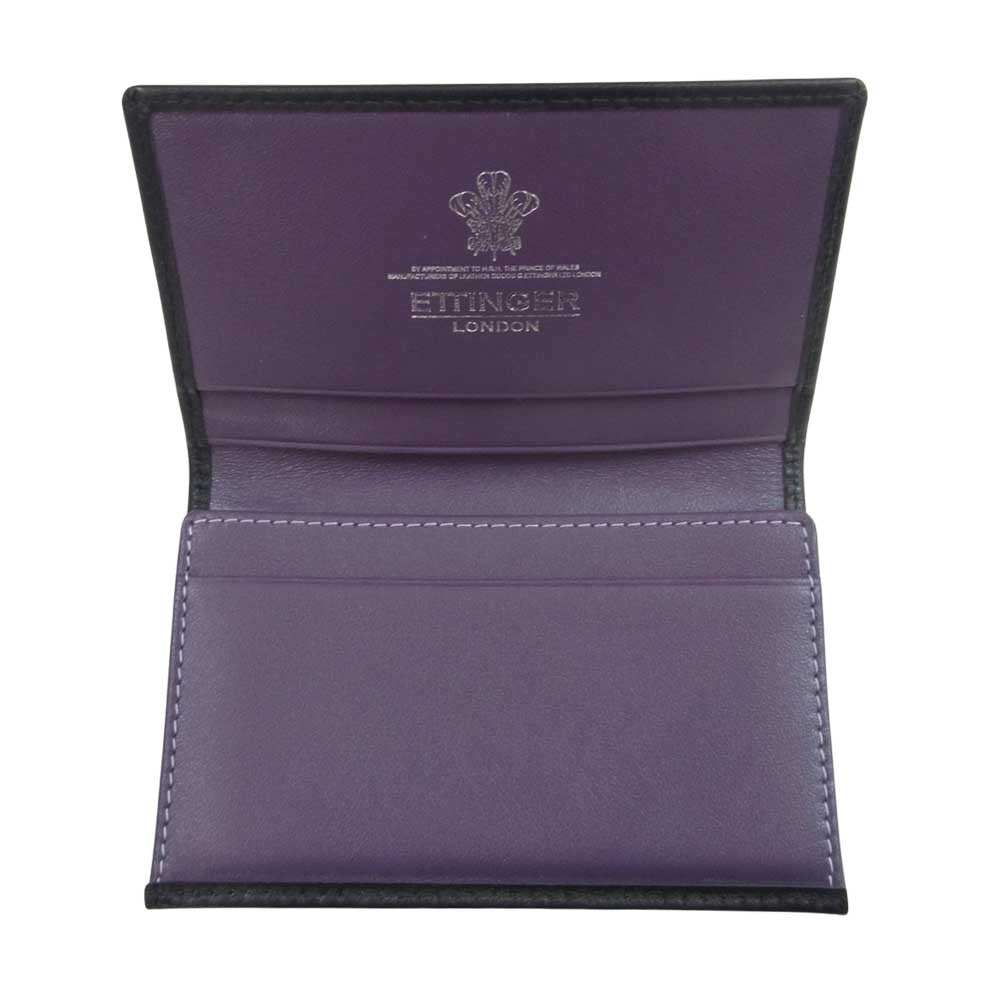 Ettinger エッティンガー VISITING CARD CASE ヴィズィティング カード ケース ブラック系【美品】【中古】