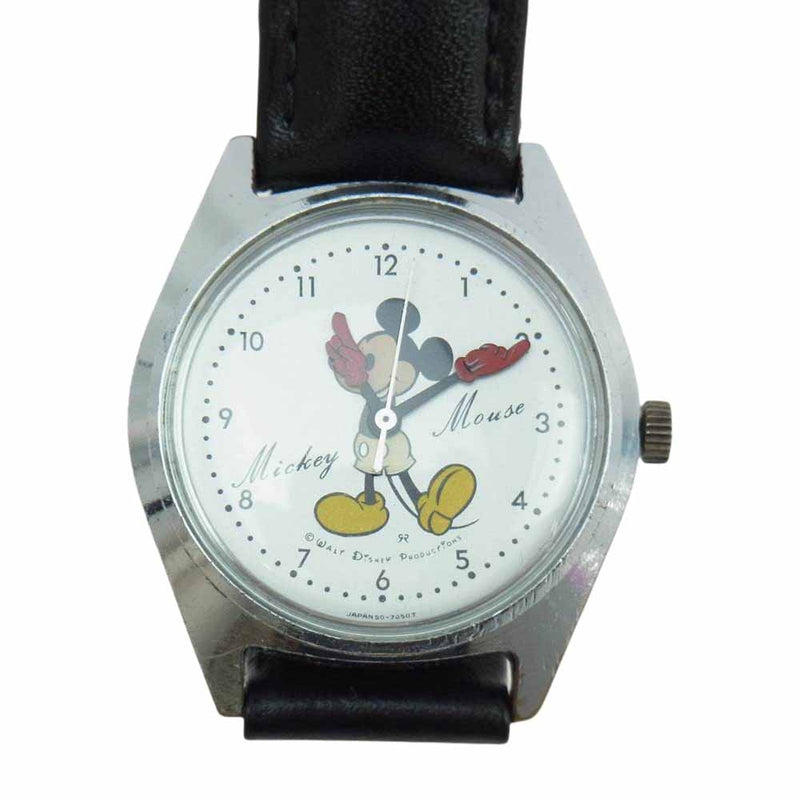 SEIKO セイコー 5000-7000 ディスニータイム ミッキーマウス 70s アンティーク 手巻き 腕時計 ウォッチ ブラック系  シルバー系【中古】