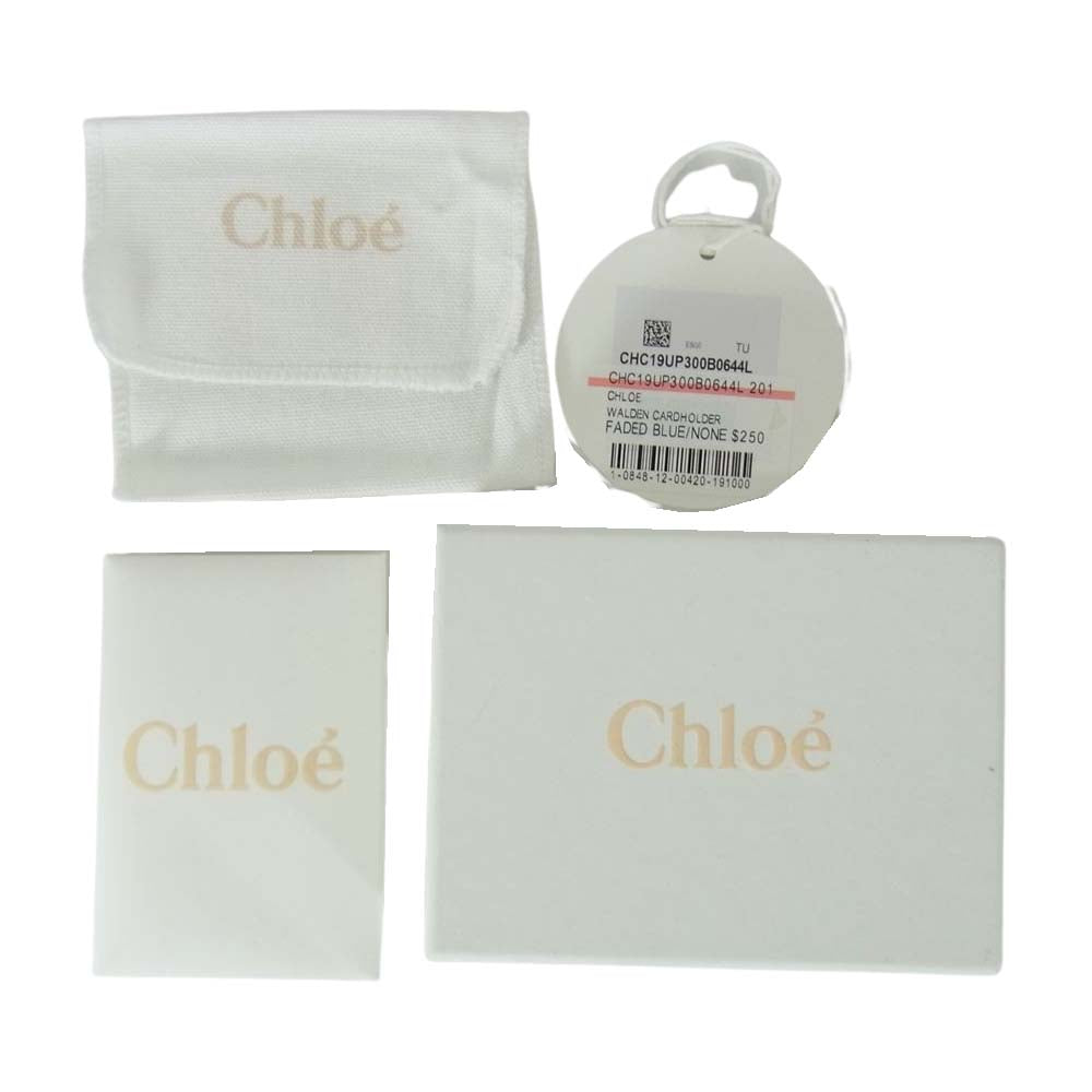 Chloe クロエ WALDEN クロコ型押し レザー カードケース ライトブルー系【中古】