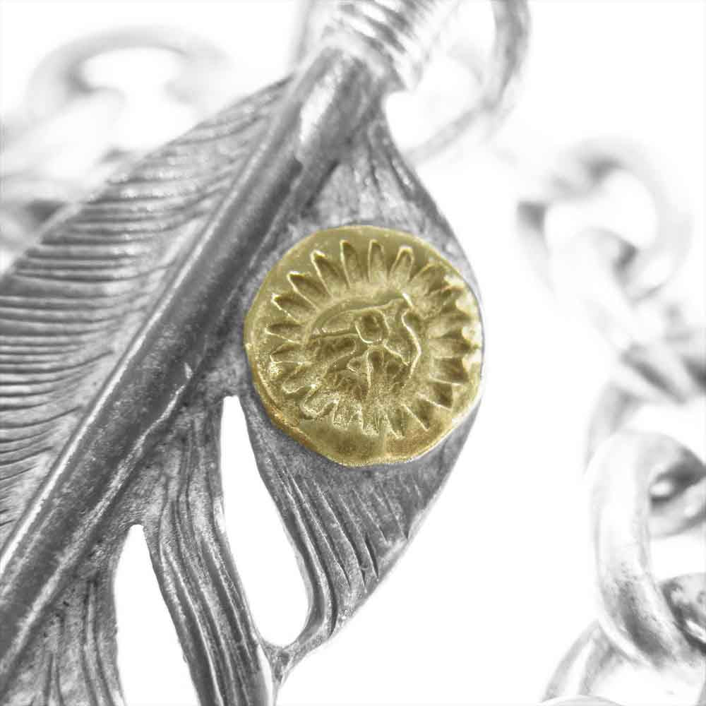 WINGROCK ウィングロック FEATHER BRACELET 金メタル付き フェザー ブレスレット シルバー系【中古】
